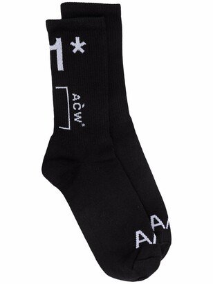 Intarsia-Knit Logo Socks-AG