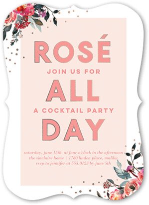 Everyday Party Invitations: All Day Floral Party Invitation, Pink, 5X7, Matte, Signature Smooth Cardstock, Bracket