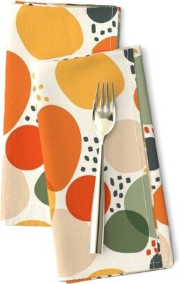 Autumn Toss Dinner Napkins | Set Of 2 - Pebbles By Damaste Earth Tones Minimalist Polka Dots Fall Vibes Cloth Spoonflower