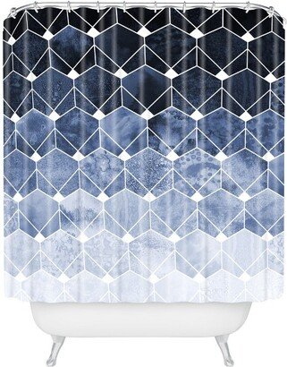 Blue Hexagons and Diamonds Shower Curtain Blue