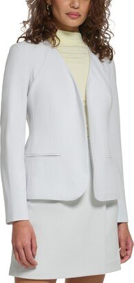 Petite Solid Collarless Open-Front Blazer