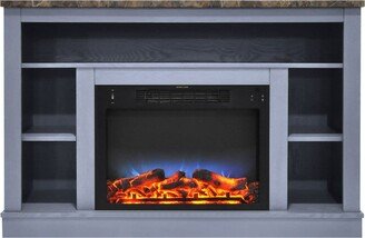 Seville 47-In. Electric Fireplace with a Multi-Color LED Insert and Slate Blue Mantel