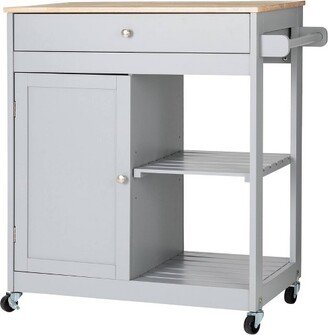 Wooden Basic Kitchen Island with 1 Drawer 1 Door and 2 Tiers