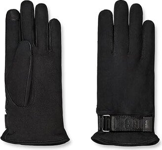 Logo Leather Smart Gloves with Conductive Tips and Recycled Microfur Lining (Black) Extreme Cold Weather Gloves