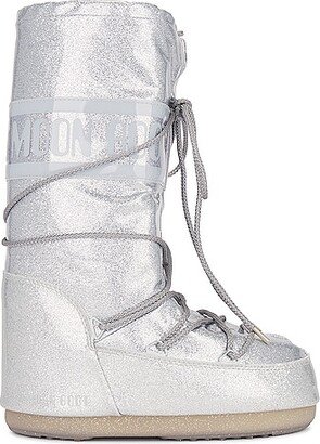 Icon Glitter Boot in Metallic Silver