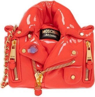 Inflated Biker Chain-Linked Crossbody Bag