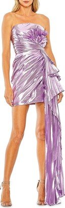 Metallic Strapless Draped Minidress