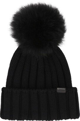 Knitted Wool Beanie With Pom-pom