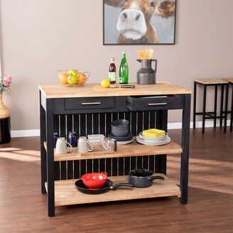 SEI Furniture Berhill Transitional Black Wood Expandable Kitchen Island