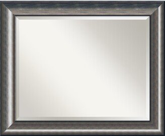 Beveled Wood Bathroom Wall Mirror - Quicksilver Scoop Frame - Outer Size: 34 x 28 in