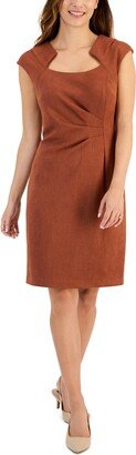 Petite Scuba-Faux-Suede Ruched Dress