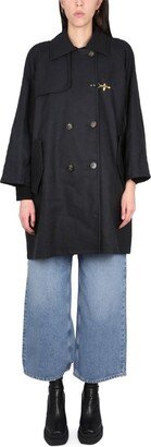 Double-Breasted Straight Hem Boxy Coat-AA