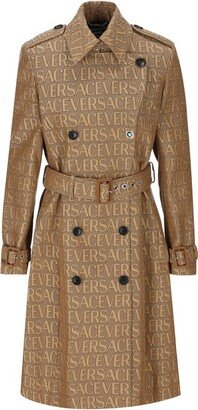 Allover-Jacquard Double Breasted Trench Coat