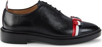 Bow Textured Leather Oxford Shoes