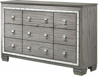 64 Light Gray Oak Manufactured Wood Nine Drawer Triple Dresser