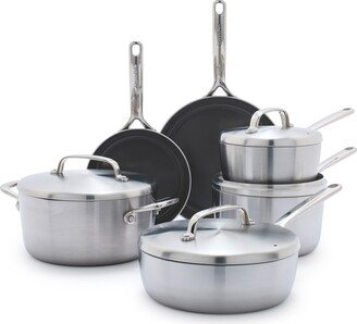 GP5 Stainless Steel Healthy Ceramic Nonstick 10-Piece Cookware Set