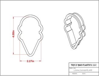 Fast Shipping Ice Cream Cone 2 Scoop 02 Cookie Cutter, Summer Cutter