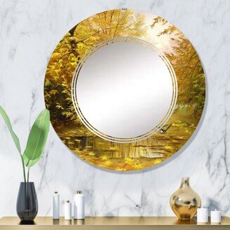 Designart 'Beautiful Yellow Autumn Landscape' Printed Country Wall Mirror