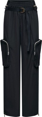 Blouson belted-waist trousers