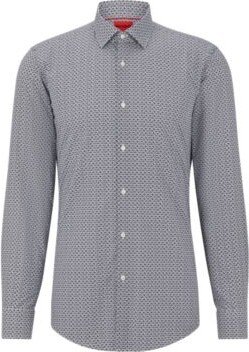 Slim-fit shirt in printed cotton poplin