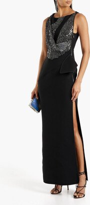 Thrilling draped embellished cady gown