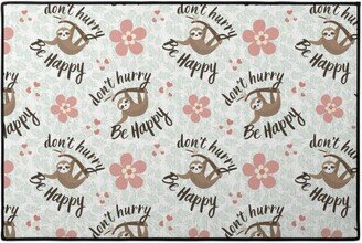 Door Mats: Don't Hurry Be Happy - Beige & Brown Door Mat, Beige