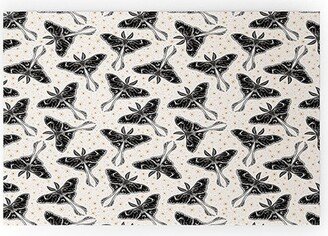 Avenie Luna Moth Cream And Black Welcome Mat -Society6