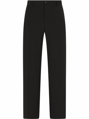 High-Waisted Wool Straight-Leg Trousers