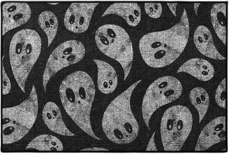 Door Mats: Spooky Ghosts - Black Door Mat, Black