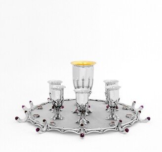 Unique Royal 925 Sterling Silver Amethyst Tray - Special Jewish Wedding Gift