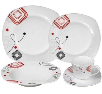 Porcelain 20 Piece Square Dinnerware Set Service for 4