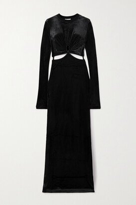 Cutout Velvet Maxi Dress - Black