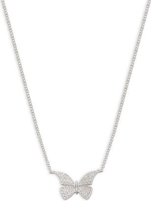 Saks Fifth Avenue Made in Italy Saks Fifth Avenue Women's 14K White Gold & 0.15 TCW Diamond Butterfly Pendant Necklace