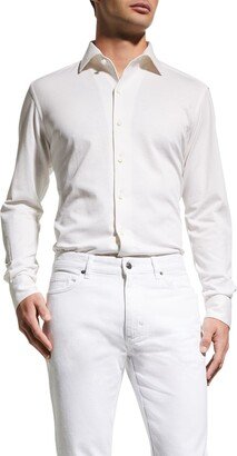 Men's Cotton-Silk Solid Sport Shirt