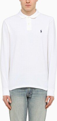 White Long-sleeved Slim Fit Polo Shirt