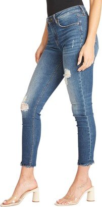 Jagger Distressed Raw Hem Skinny Jeans