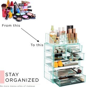 Medium Makeup Organizer Set - (3 Large / 4 Small Drawers/Top Tray) Teal