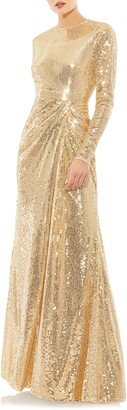 Sequin Long Sleeve Gown-AA