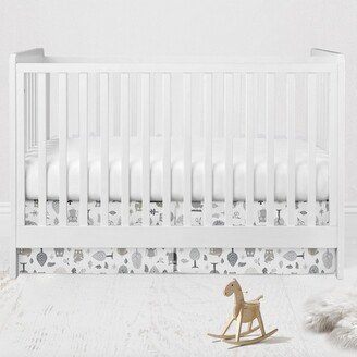 Owls Gray/Beige Neutral Cotton Crib/Toddler Crib Skirt