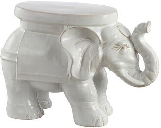 White Elephant 14.2In Ceramic Garden Stool