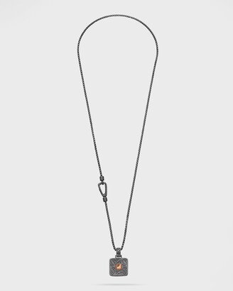 Marco Dal Maso Men's Oxidized Silver and 18K Rose Gold Pendant Necklace with Blue Sapphire