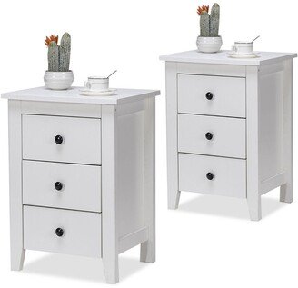 2PCS Nightstand End Beside Table Drawers Modern Storage