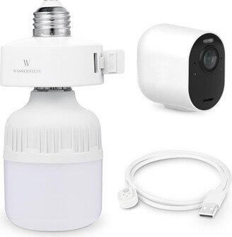 Wasserstein Bulb Socket with Arlo Charging Cable - Plug in Light Socket for Powering Your Arlo Camera - Camera and Light Bulb Not Included