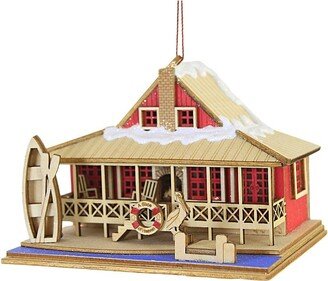 Ginger Cottages Lake House - One Wood Ornament 3.5 Inches - Ornament Beach Swim - 80046 - Wood - Multicolored