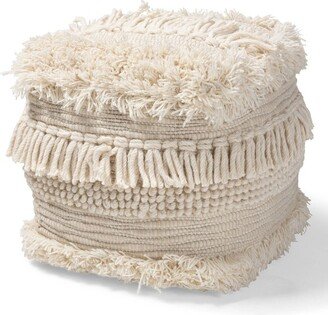 Bartow Handwoven Moroccan Inspired Pouf Ottoman Beige