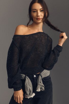 Open-Stitch Crewneck Sweater