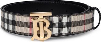 TB Plaque Checked Buckle Belt-AB