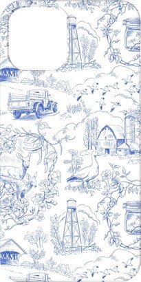 Custom Iphone Cases: Country Living Toile - Blue Phone Case, Silicone Liner Case, Matte, Iphone 11, Blue