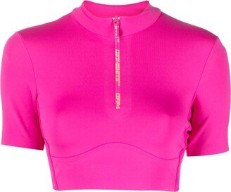 half-zip cropped training T-shirt