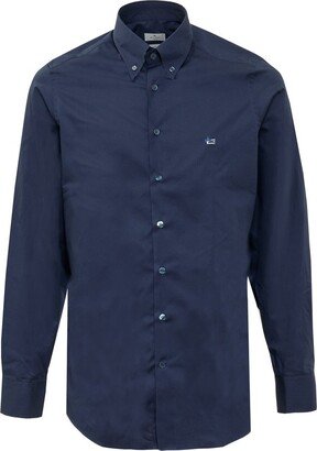 Logo Embroidered Collared Button-Up Shirt-AB